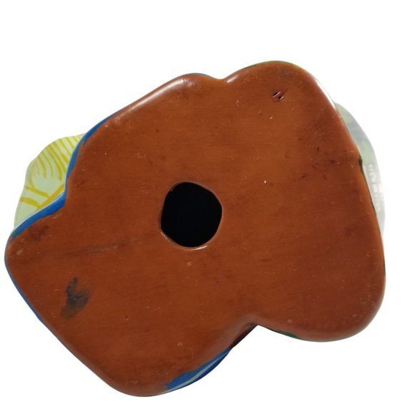 Ceramic Cat Figurine Colorful Red Clay Folk Art Hand Painted Cat Scenic Village - Picture 7 of 12